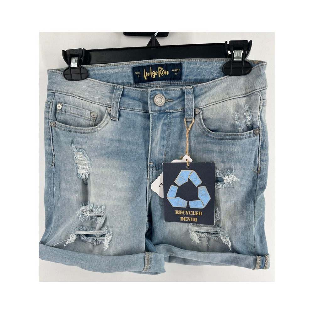 Indigo Rein Womens Size 5 Distressed Denim Shorts Light Wash 27" Waist NWT - Picture 1 of 8